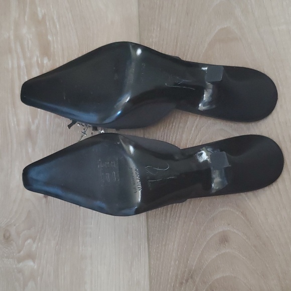 EUC Claudio Merrazi Glitzy Satin Kitten Heel Mules - Picture 5 of 11